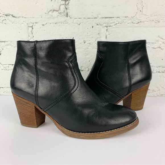 Madewell Winston Black Leather Ankle Bootie Boot 8.5 - Picture 1 of 14